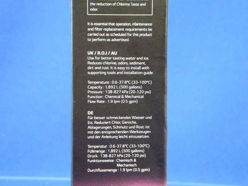 Зображення Зовнішній фільтр для води холодильника Side-by-Side LG (3219JA3001P) 3219JA3001P, зовнішній вигляд та деталі продукту