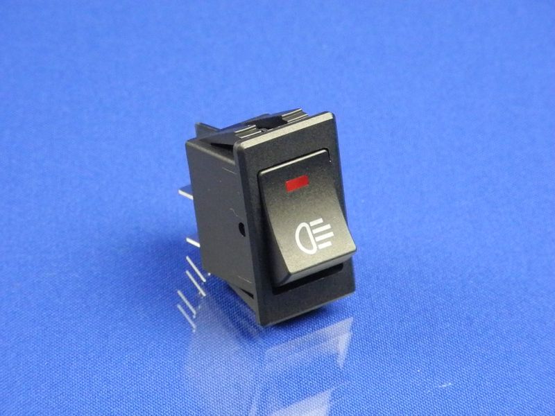 Зображення Кнопка увімкнення фар (автомобільна), чорна, 4 контакти, з індикатором P2-0117, зовнішній вигляд та деталі продукту