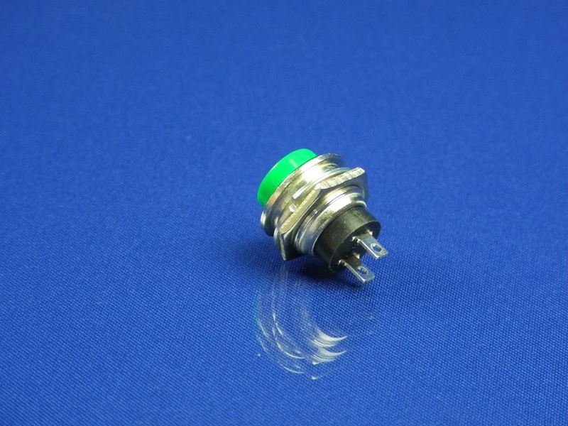 Зображення Кнопка кругла металева зелена кругла ON/OFF 2 контакти P2-0130, зовнішній вигляд та деталі продукту