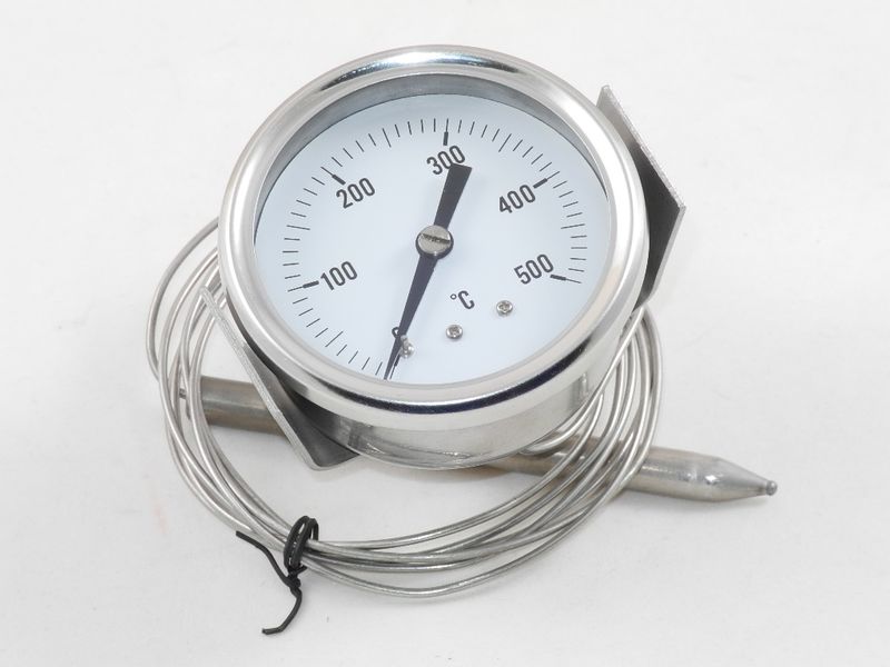Зображення Термометр для піцерій від 0 до 500 градусів (нержавійка) з капіляром L=1500 мм. 0-500, зовнішній вигляд та деталі продукту