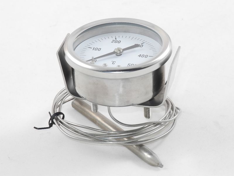 Зображення Термометр для піцерій від 0 до 500 градусів (нержавійка) з капіляром L=1500 мм. 0-500, зовнішній вигляд та деталі продукту
