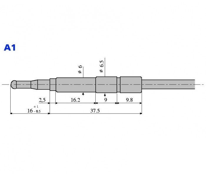 Зображення Термопара SIT оголовок тип А1, під'єднання до клапана М9х1, довжина L=320 мм (0.200.003) 0.200.003, зовнішній вигляд та деталі продукту