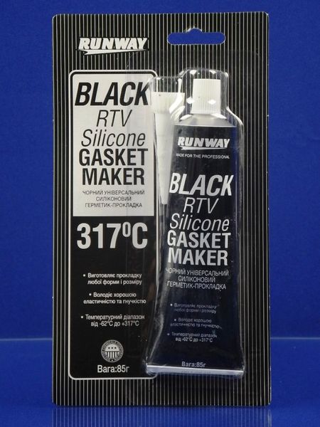 Изображение Черный высокотемпературный силикон (герметик-прокладка) RUNWAY RUNWAY GM, внешний вид и детали продукта