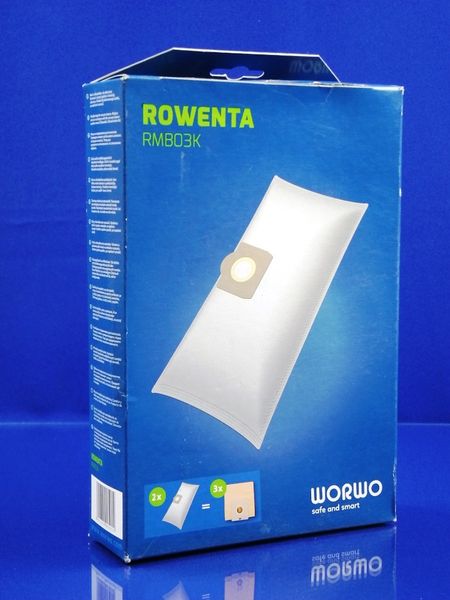 Зображення Набір одноразових мішків WORWO для пилососа Rowenta (RMB03K) RMB03K, зовнішній вигляд та деталі продукту