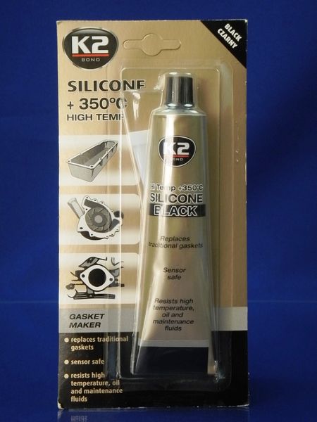 Изображение Высокотемпературный силикон K2 BLACK SILICONE +350°C S-280-1, внешний вид и детали продукта