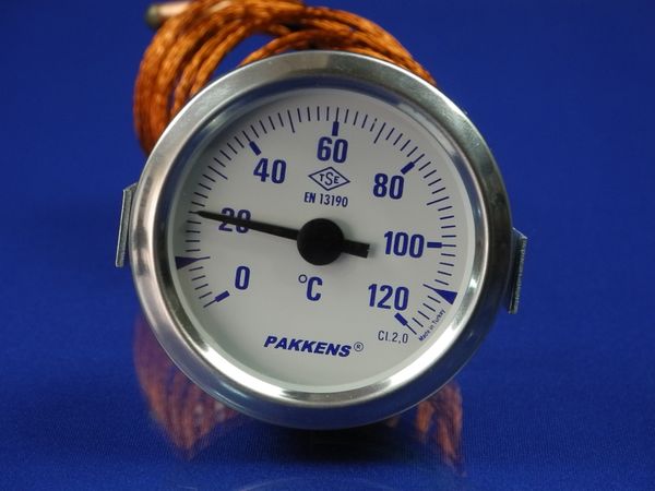 Изображение Термометр капиллярный PAKKENS D=60 мм., капилляр длинной 2 м, темп. 0-120 °C 060/5221405, внешний вид и детали продукта