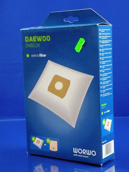 Зображення Набір одноразових мішків WORWO для пилососа DAEWOO (DMB02K) DMB02K, зовнішній вигляд та деталі продукту