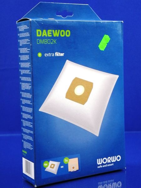 Зображення Набір одноразових мішків WORWO для пилососа DAEWOO (DMB02K) DMB02K, зовнішній вигляд та деталі продукту