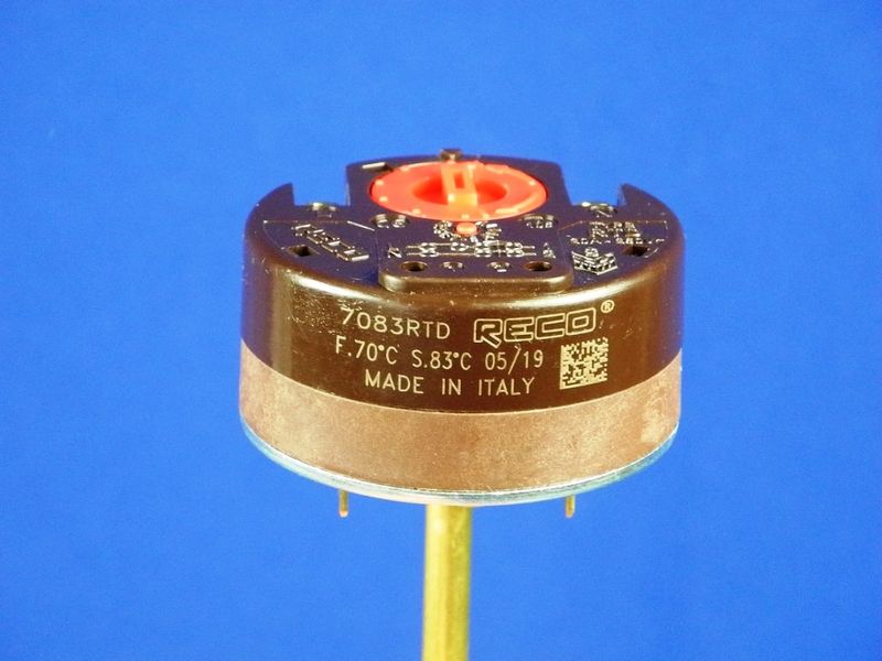 Зображення Термостат для бойлера стрижневий універсальний RECO (RTD L=275 20A 70/83) WTH401UN, зовнішній вигляд та деталі продукту