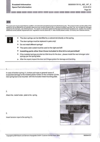 Зображення Комплект пружин дверей у зборі з тягою для посудомийної машини Bosch (754869) (626662) 754869, зовнішній вигляд та деталі продукту