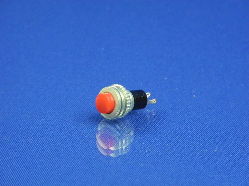 Изображение Металлическая, красная, круглая, малая кнопка, 2 контакта P2-0131, внешний вид и детали продукта