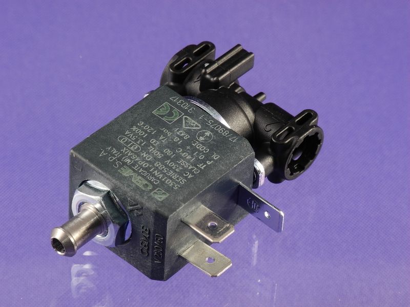 Зображення Клапан електромагнітний для кавомашини DeLonghi (5213218471) 5213218471, зовнішній вигляд та деталі продукту