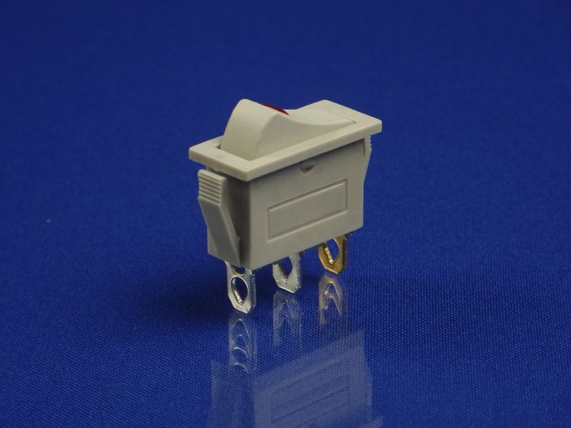Изображение Кнопка серая с индикатором KCD3 (250V, 16A, 3 контакта) P2-0096, внешний вид и детали продукта