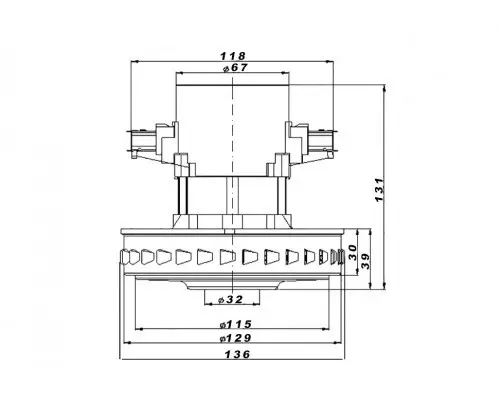 Зображення Двигун (1400W H=131 мм d=129 мм) для миючого пилососу Sparky VC1431 MS LPA (HWX-CG22) HWX-CG22, зовнішній вигляд та деталі продукту