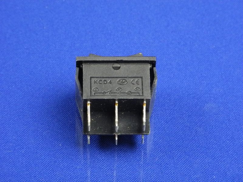 Зображення Кнопка з автоповерненням "вгору/вниз" 250V, 15A, KCD4, 6 контактів P2-0112, зовнішній вигляд та деталі продукту