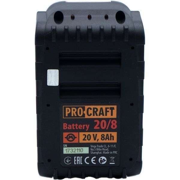 Изображение Аккумулятор Procraft Battery20/8 &ndash; 20В, 8Ач 030211, внешний вид и детали продукта