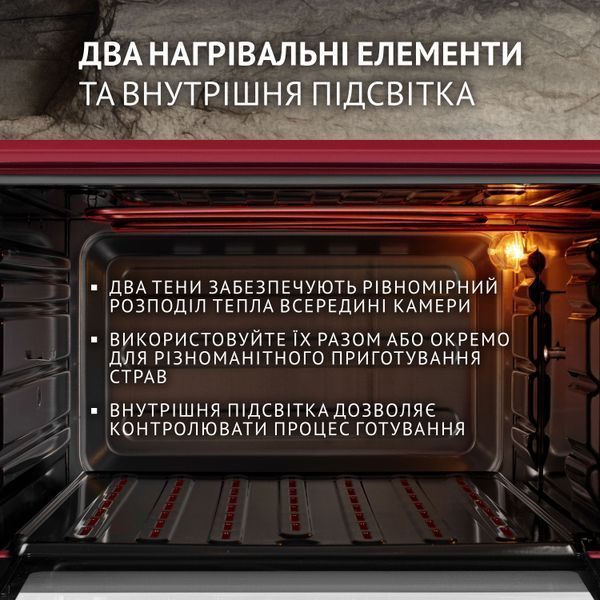 Изображение Электрическая печь Perfelli MIRAGE 37 RED 5905563500132, внешний вид и детали продукта