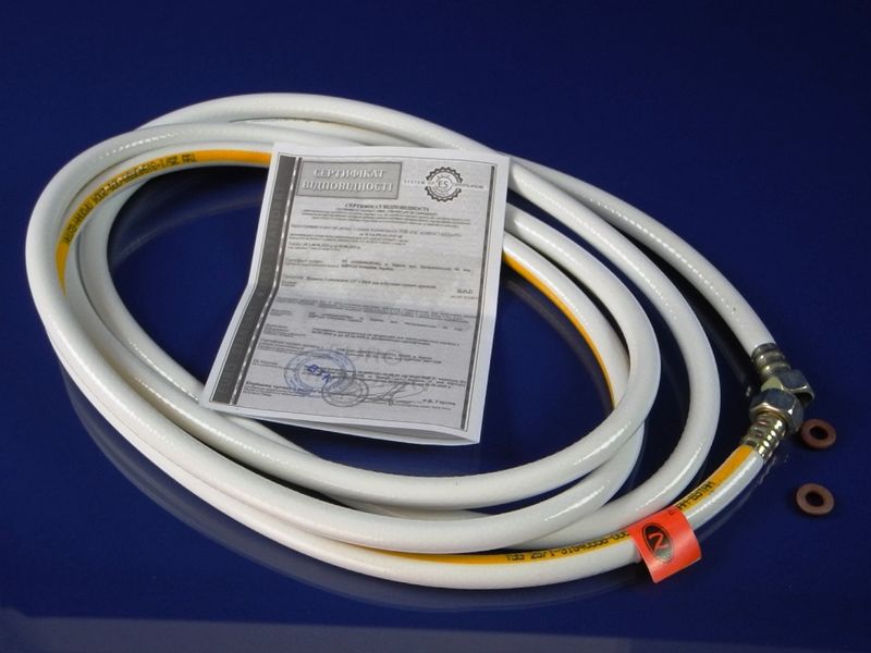 Зображення Шланг ПВХ газовий "Никифоров" L= 4000 мм. 1/2″ сталь/латунь із сертифікатом 4000, зовнішній вигляд та деталі продукту