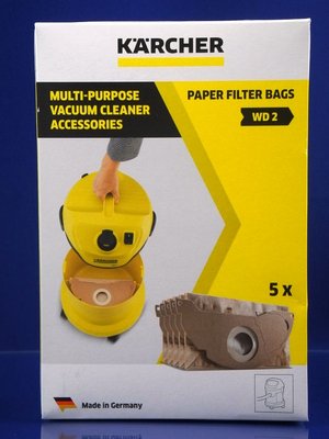 Изображение Набор бумажных мешков для пылесосов KARCHER WD2, SE20 (6.904-143.0) 6.904-143.0, внешний вид и детали продукта