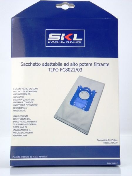 Зображення Набір мішків для пилу + фільтр Philips SKL (FC8021/03) (883802204010) 00000012908, зовнішній вигляд та деталі продукту