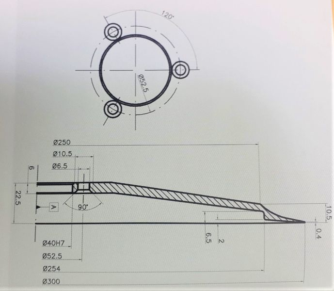 Изображение Нож для слайсера из нержавеющей стали SIRMAN, 300 мм (KPE1745) E 300mm, внешний вид и детали продукта