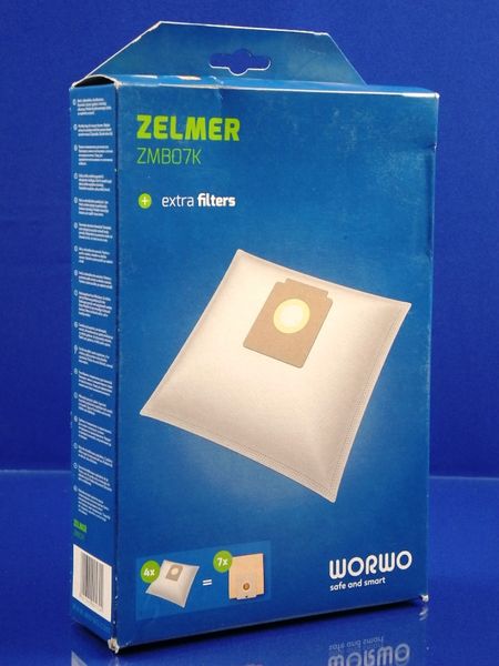 Изображение Набор одноразовых мешков WORWO для пылесоса Zelmer (ZMB07K) ZMB07K, внешний вид и детали продукта