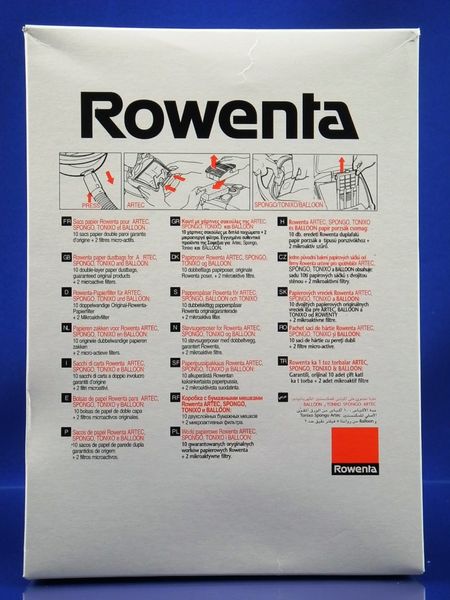 Зображення Набір паперових мішків пилозбірників для пилососа Rowenta / Tefal (ZR455) ZR455, зовнішній вигляд та деталі продукту