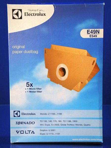 Изображение Набор бумажных мешков E49N для Zanussi-Electrolux-AEG (9001955799) 9001955799, внешний вид и детали продукта