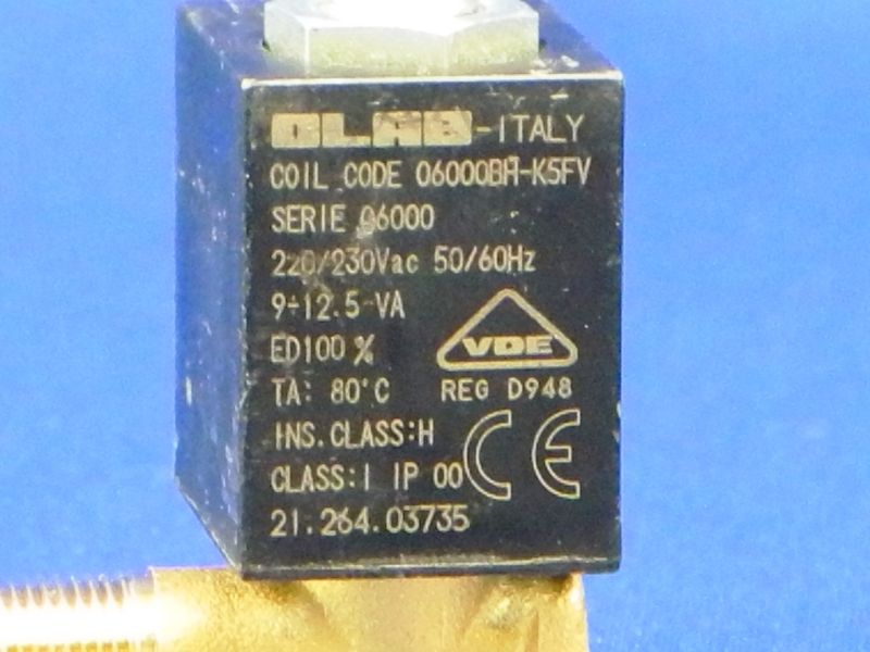 Изображение Электромагнитный клапан OLAB для кофемашин, утюгов (трубка налево) (06000BH-K5FV) VAL-008, внешний вид и детали продукта