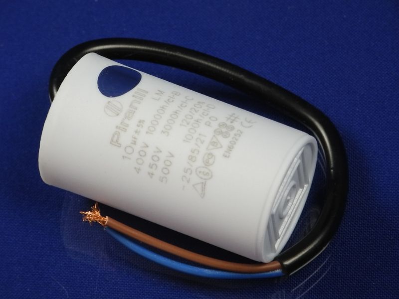 Зображення Пуско-робочий конденсатор у пластику CBB60 на 10 МкФ (кабель) 10 МкФ-1, зовнішній вигляд та деталі продукту