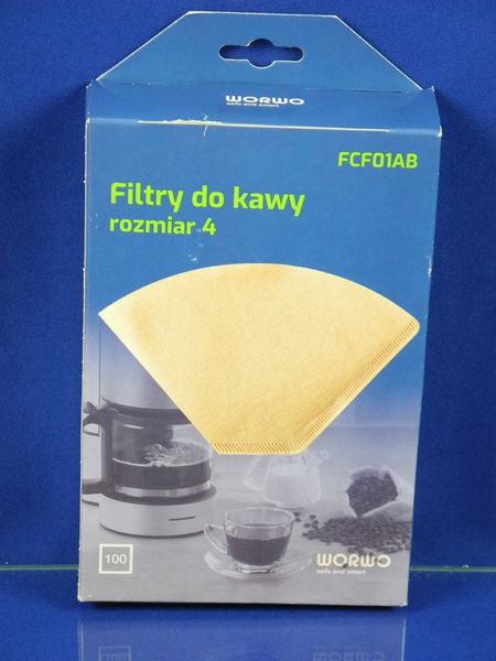 Изображение Бумажные одноразовые фильтры конусные для кофеварок капельного типа 100 шт. Worwo FCF01AB, внешний вид и детали продукта