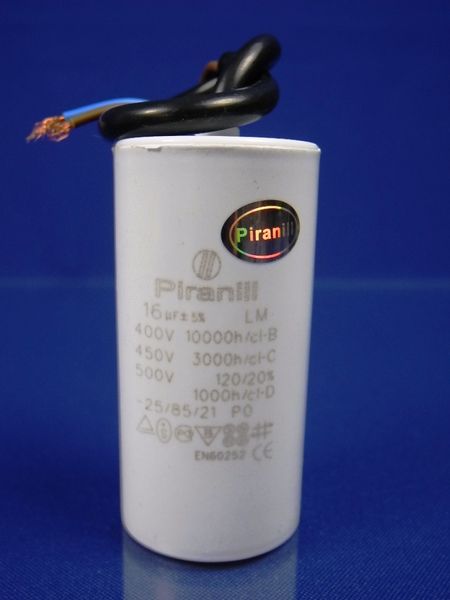 Зображення Пуско-робочий конденсатор у пластику CBB60 на 16 МкФ (кабель) 16 МкФ-1, зовнішній вигляд та деталі продукту