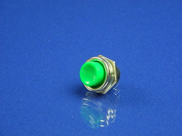 Зображення Кнопка кругла металева зелена кругла ON/OFF 2 контакти P2-0130, зовнішній вигляд та деталі продукту