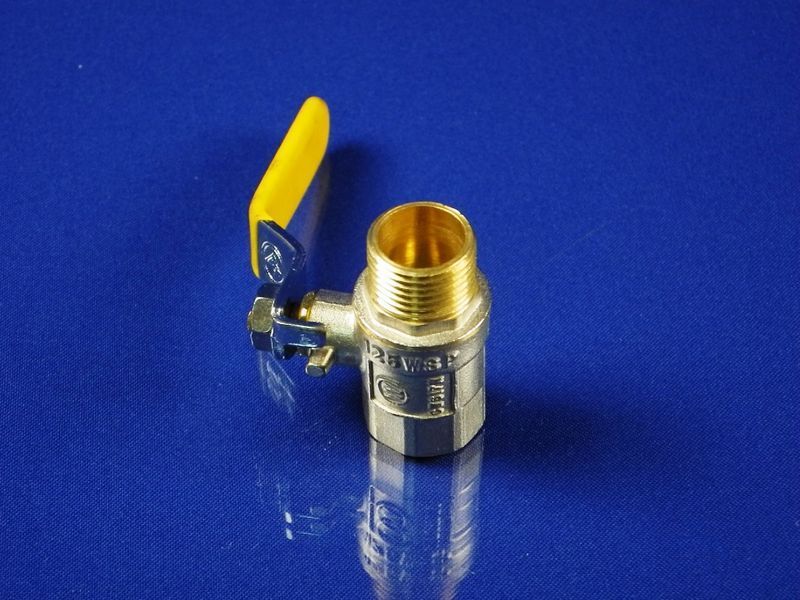 Зображення Кран газовий пробковий (жовта ручка) 1/2 для газових приладів К1/2, зовнішній вигляд та деталі продукту