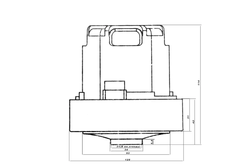Зображення Двигун (1600W H=114 мм d=120 мм) для пилососів Philips Rowenta Samsung LPA (HWX-CG58) HWX-CG58, зовнішній вигляд та деталі продукту