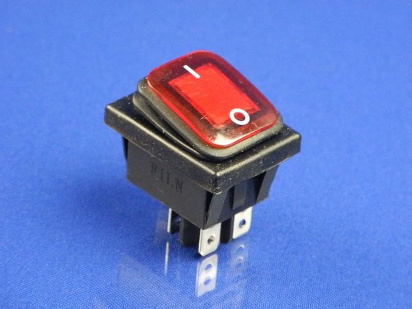 Изображение Переключатель-кнопка с защитой от влаги ON-OFF, красная, 4 контакта 250V, 16A P2-0132, внешний вид и детали продукта