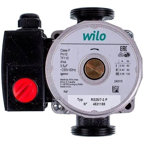 Изображение Насос циркуляционный для котла Wilo Star-RS 25/70 130 (серый) (RS 25/7 130) RS 25/7 130, внешний вид и детали продукта