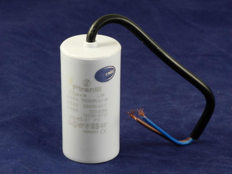 Зображення Пуско-робочий конденсатор у пластику CBB60 на 25 МкФ (кабель) 25 МкФ-1, зовнішній вигляд та деталі продукту