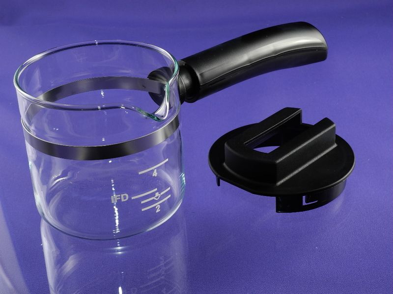 Зображення Колба скляна маленька з кришкою для кавоварки DeLonghi (7313285439). 7313285439, зовнішній вигляд та деталі продукту