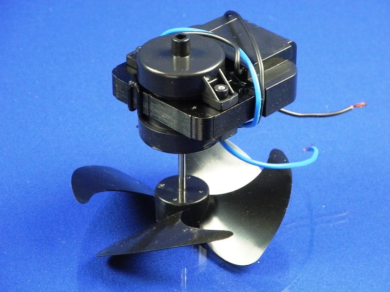 Зображення Двигун вентилятора обдування Whirlpool NO FROST з крильчаткою (222FR31) (481936170011) 481936170011, зовнішній вигляд та деталі продукту