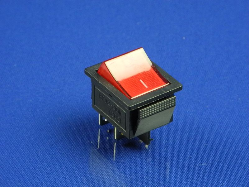 Зображення Перемикач з підсвічуванням 2-полюсний (250V, 5A, 4 контакти) (KCD2-201N R/B) P2-0138, зовнішній вигляд та деталі продукту