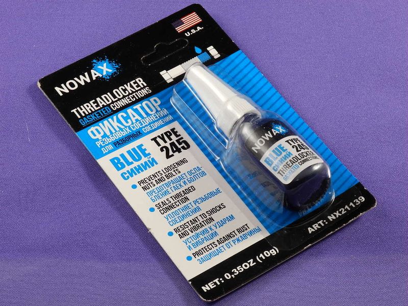 Зображення Фіксатор різьблення NOWAX Threadlocker TYPE245 blue (nx21139) 10 гр. nx21139, зовнішній вигляд та деталі продукту