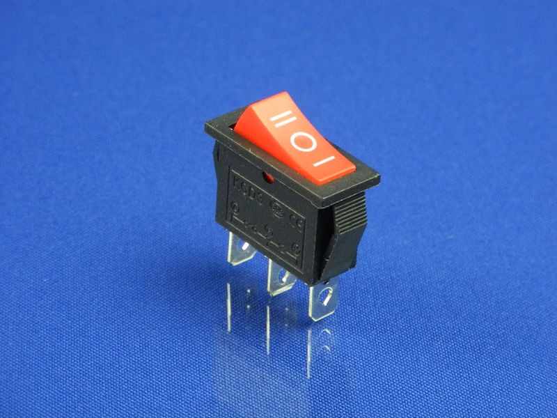 Изображение Кнопка красная, 3 положения, 3 контакта KCD3 (250V, 15A) P2-0140, внешний вид и детали продукта