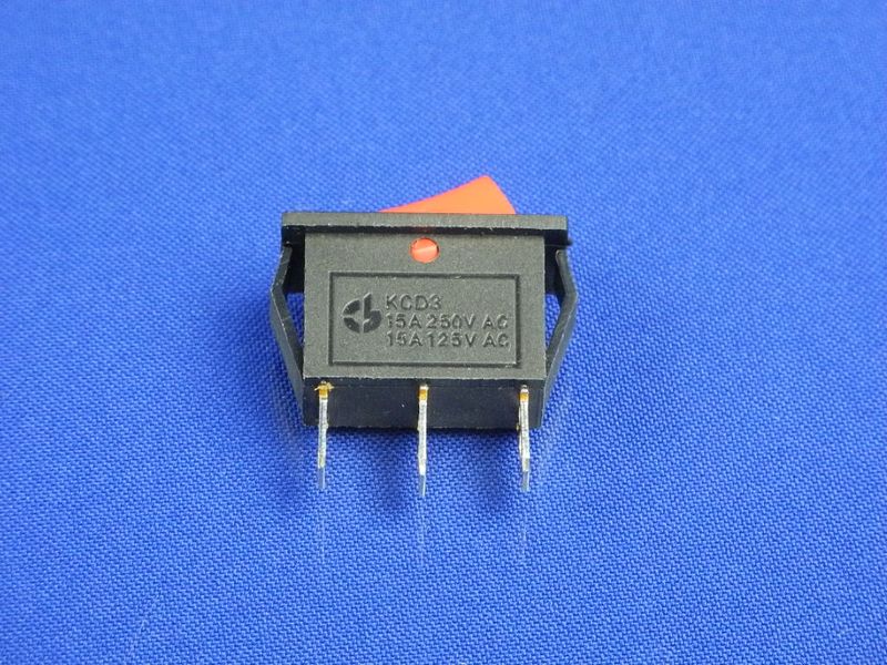 Изображение Кнопка красная, 3 положения, 3 контакта KCD3 (250V, 15A) P2-0140, внешний вид и детали продукта