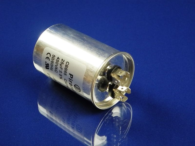 Зображення Пуско-робочий конденсатор у металі CBB65 на 25 МкФ 25 МкФ, зовнішній вигляд та деталі продукту