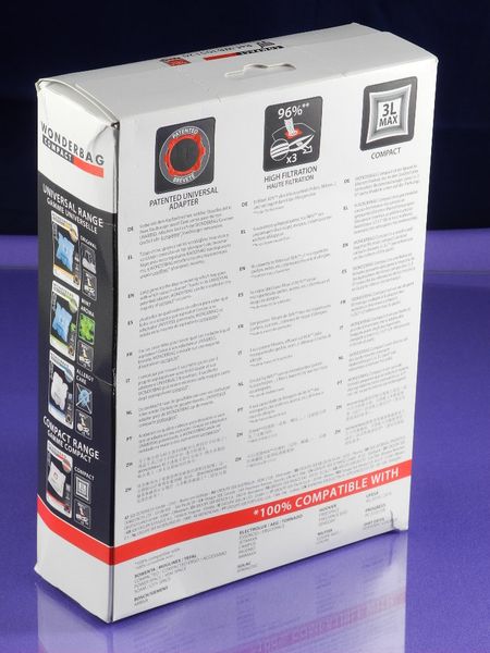 Зображення Набір мішків з мікроволокна Wonderbag Compact для пилососа Rowenta (WB305120) WB305120, зовнішній вигляд та деталі продукту