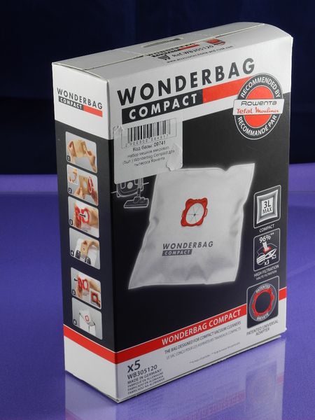 Изображение Набор мешков из микроволокна Wonderbag Compact для пылесоса Rowenta (WB305120) WB305120, внешний вид и детали продукта