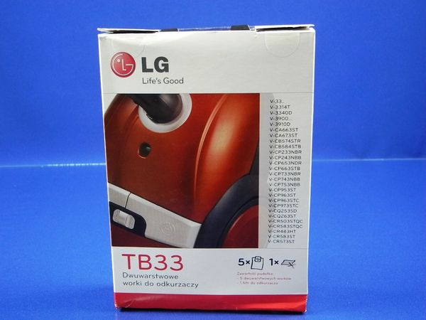 Зображення Мішок для пилососа LG паперовий (5 штук у комплекті) (TB33) TB33, зовнішній вигляд та деталі продукту