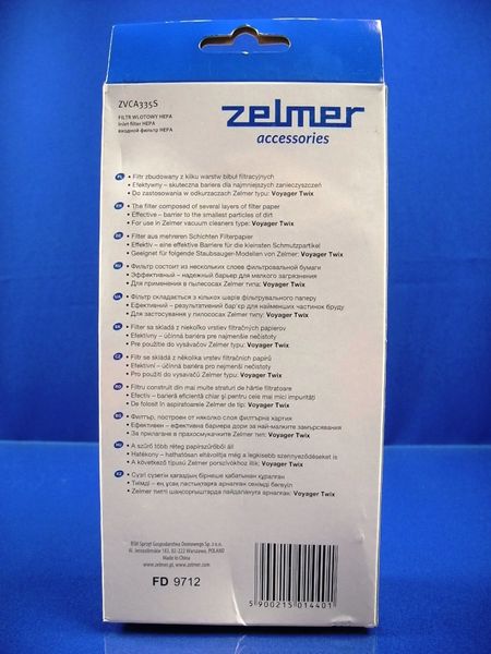 Зображення Фільтр під колбу (HEPA 12) для пилососа Zelmer ZVCA335S (A601214070.0), (11006857) 00000008254, зовнішній вигляд та деталі продукту