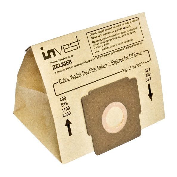 Изображение Набор мешков бумажных (5шт) для пылесоса Zelmer (321.0080) 321.0080, внешний вид и детали продукта